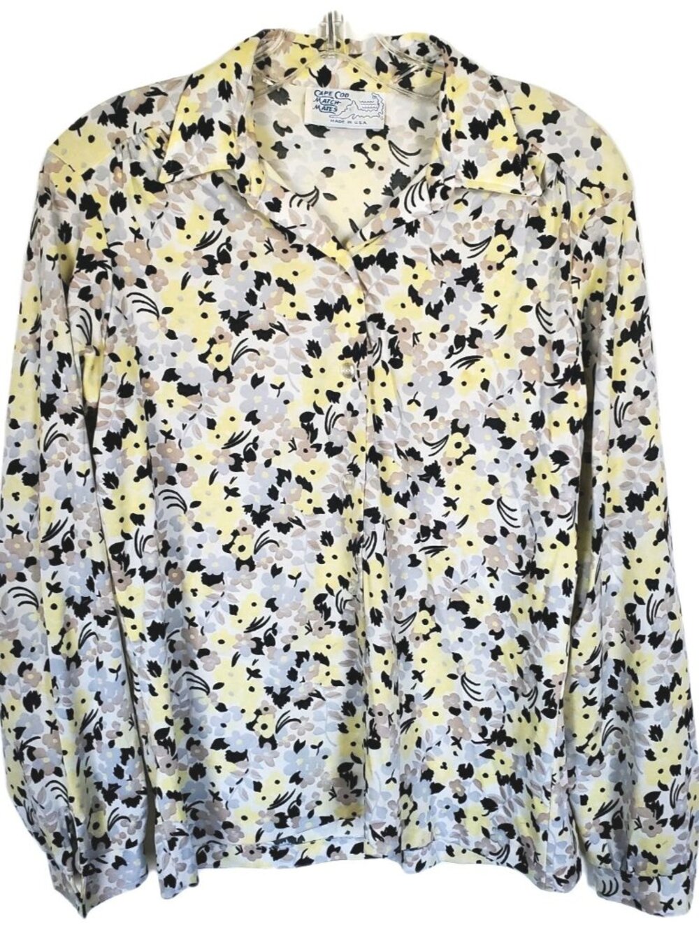 Vtg Cape Cod Match Mates Ditsy Floral Button Down Shirt Long Sleeve Retro Mod M
